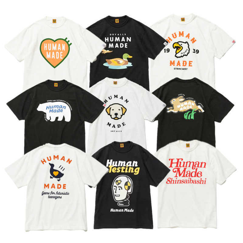 

Human Made slub cotton round neck loose t-shirt cartoon animal print short sleeve