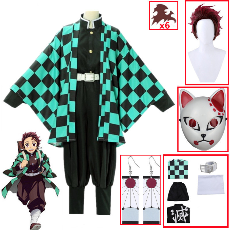 

Theme Costume Demon Slayers Kimetsu no Yaiba Tanjirou Kamado Cosplay Costume Kimono Cloak Halloween Party Anime Clothes Uniform Set 230410, A2