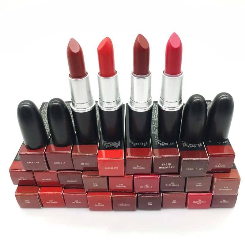 

Aluminum Tube Retro Matte Lipstick Relentlessly Red Ruby Woo Vivid 29 Colors Frost Sexy Lipsticks Top Quality Rouge a Levres, As pic