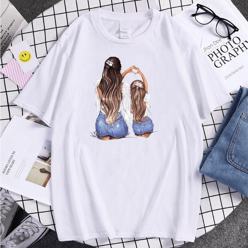 

Men' T Shirts Mom With Baby Girl Print Tshirts Malecasual Comfortable Men Shirt Loose Breathable Top Crewneck Fashion Clothing, Pink