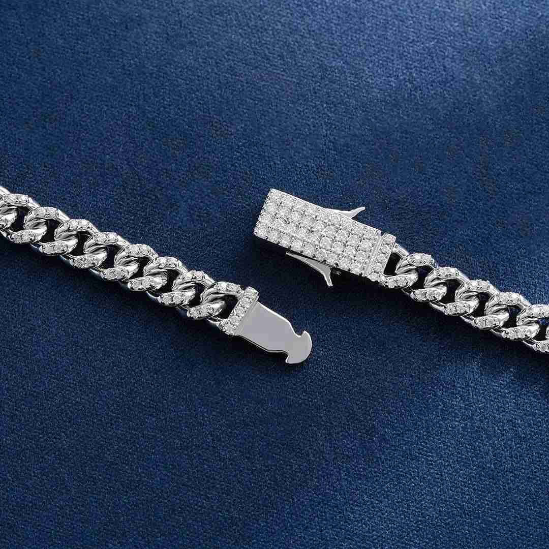 Hip Hop Jewelry Small-size 5mm Width Cuban Chain 925 Sterling Silver Vvs Moissanite Iced Cuban Link Chain Necklace-image-857659581