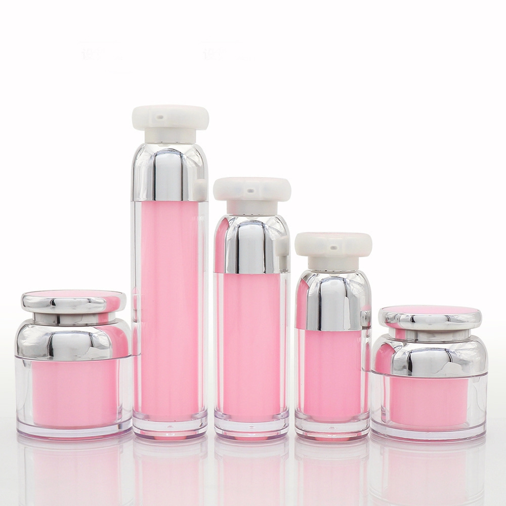 

15ml 30ml 50ml 100ml Empty Bottle Acrylic Pink Gold Essence Vacuum Pump Bottle 30g 50g Makeup Cream Jar Empty Cosmetic Container