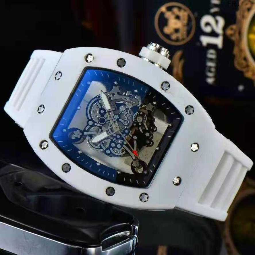 

Designer Watches Richads Milles Internet Celebrity Hollowed Out Wristwatch Transparent Mens and Womens Universal Modification Miller Highend Frj, White