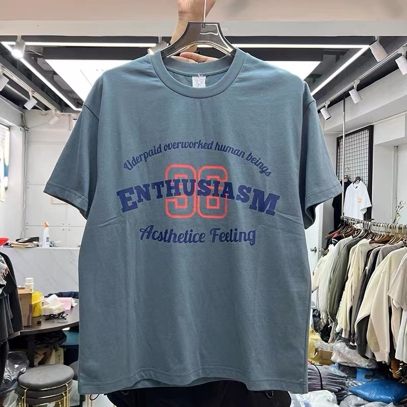 

Mens TShirts Vintage Campus No 36 Washed Long Street Short Sleeve Tshirt 230410, Gray-blue