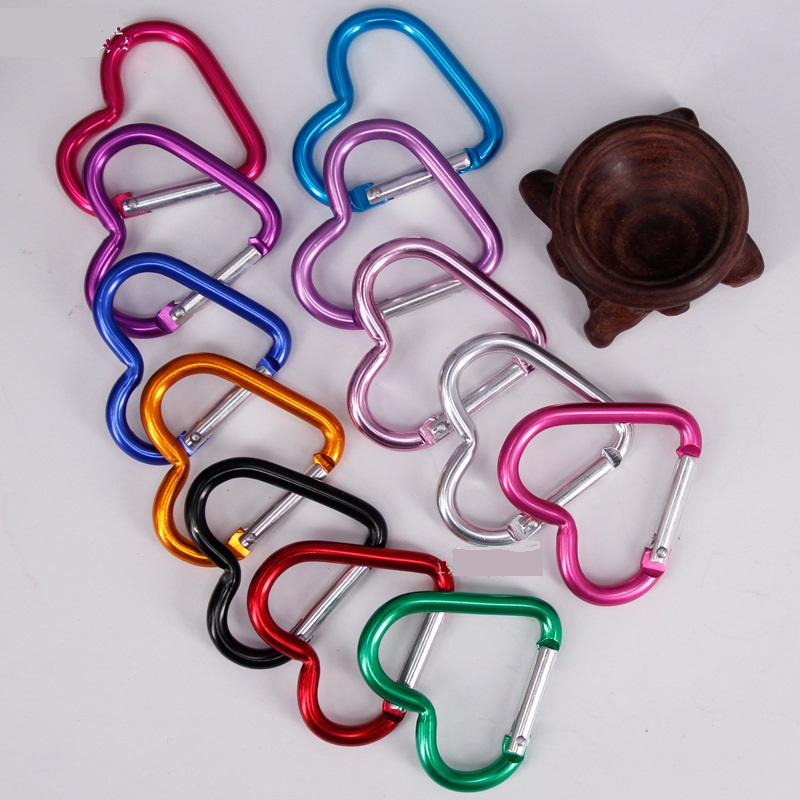 

Heart-shaped Aluminum Alloy Carabiner snap gate carabiners Key Chain Clip Outdoor Camping Keychain Hook Water Bottle Hanging Travel Kit Buckle Colorful Key rings