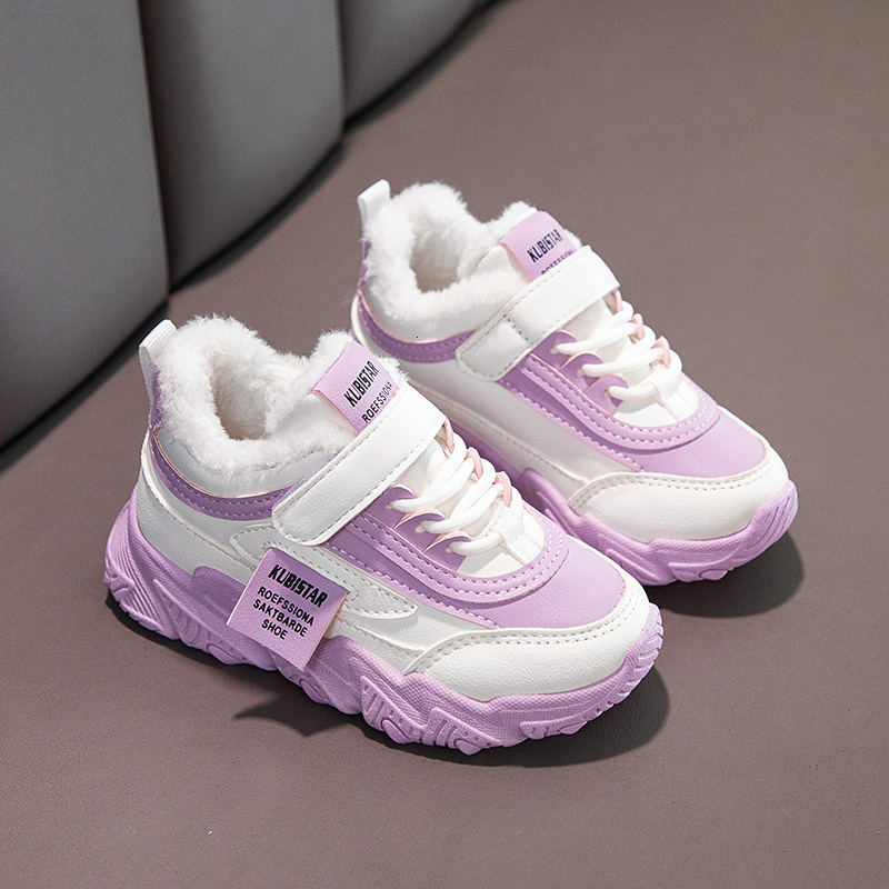 

Sneakers Kids Snow Sneakers Winter Plush Girls' Shoes Children's Leisure Outdoor Cold Proof And Warm Sports Running Shoes 230410, Purple