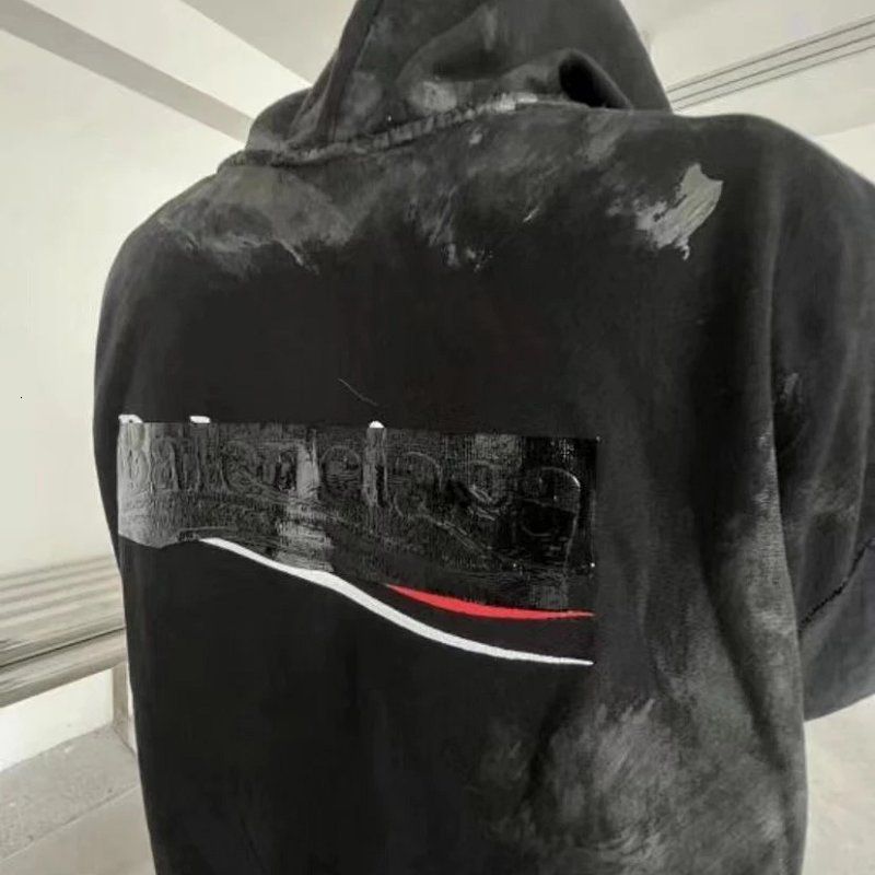 

Men s Hoodies Sweatshirts Print Letter Hooded Pockets Zipper 2023 Spring Long Sleeve HIP HOP Loose Terry Clothes 230410, Black