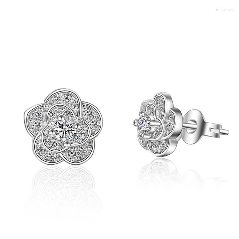 

Stud Earrings Utimtree Elegant Womens Cubic Zirconia Jewelry Simple Flower Shape Earring For Wedding GiftStud Mill22