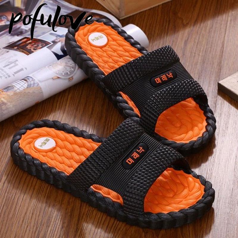 

Sandals Men Thick Platform Slippers Summer Bottom Beach Sandal Leisure Soft Sole Indoor Bathroom Antiskid Size 3645 230410, Blue
