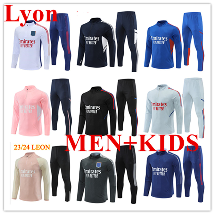 

2022 2023 Lyon custom Soccer Tracksuit jacket Survetement 22 23 men and kids Lyonnais Long sleeved training suit L.PAQUETA OL AOUAR Football Jogging sets