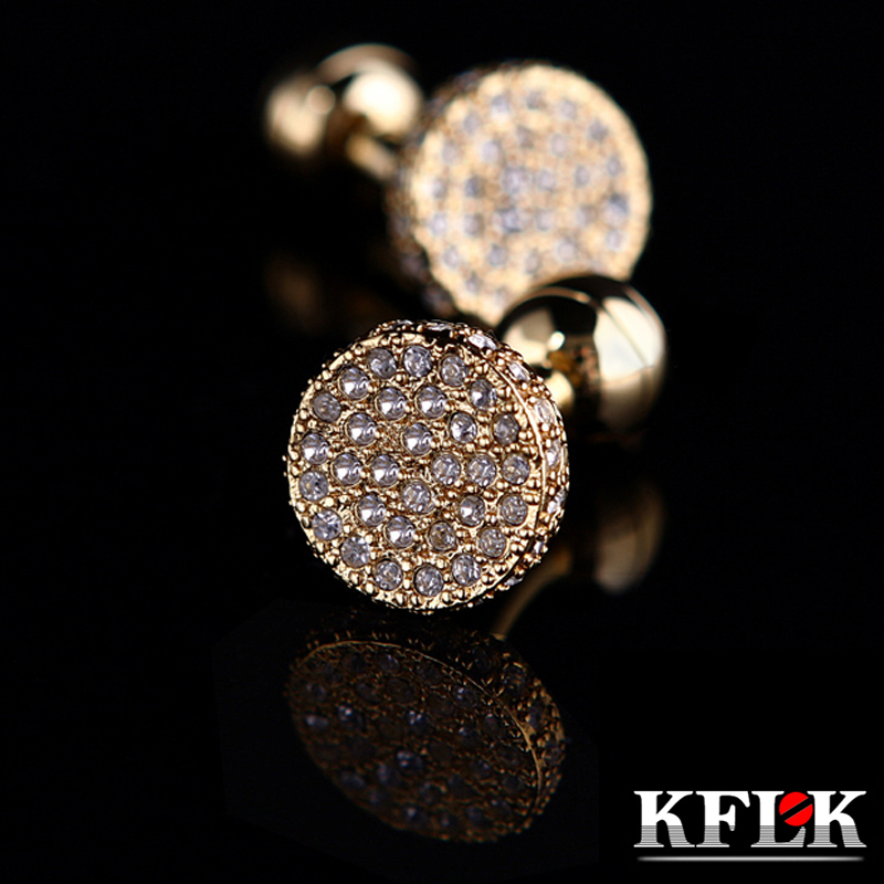 

Cuff Links KFLK Jewelry shirt cufflinks mens Brand Light Yellow Gold Color Round link Button High Quality Luxury Wedding guests 230410