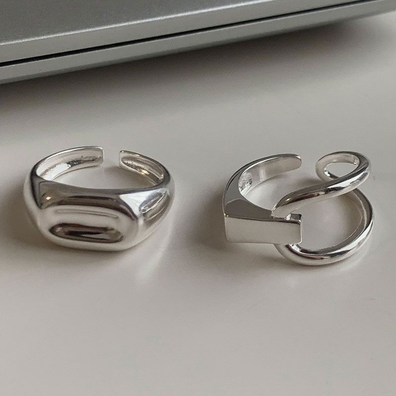 

band rings sterling silver rings 2023 new fashion female asymmetric smooth oval ring design senior promise rings for her matching rings stackable rings