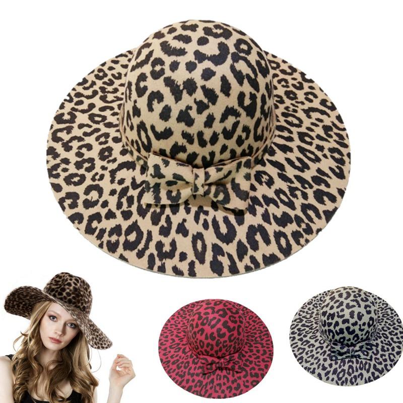 

Berets Leopard Fashion Bow Women Felt Hat Autumn Winter Casual Tide Dome Wide Brim Korean Version Jazz Adult CapBerets, 02