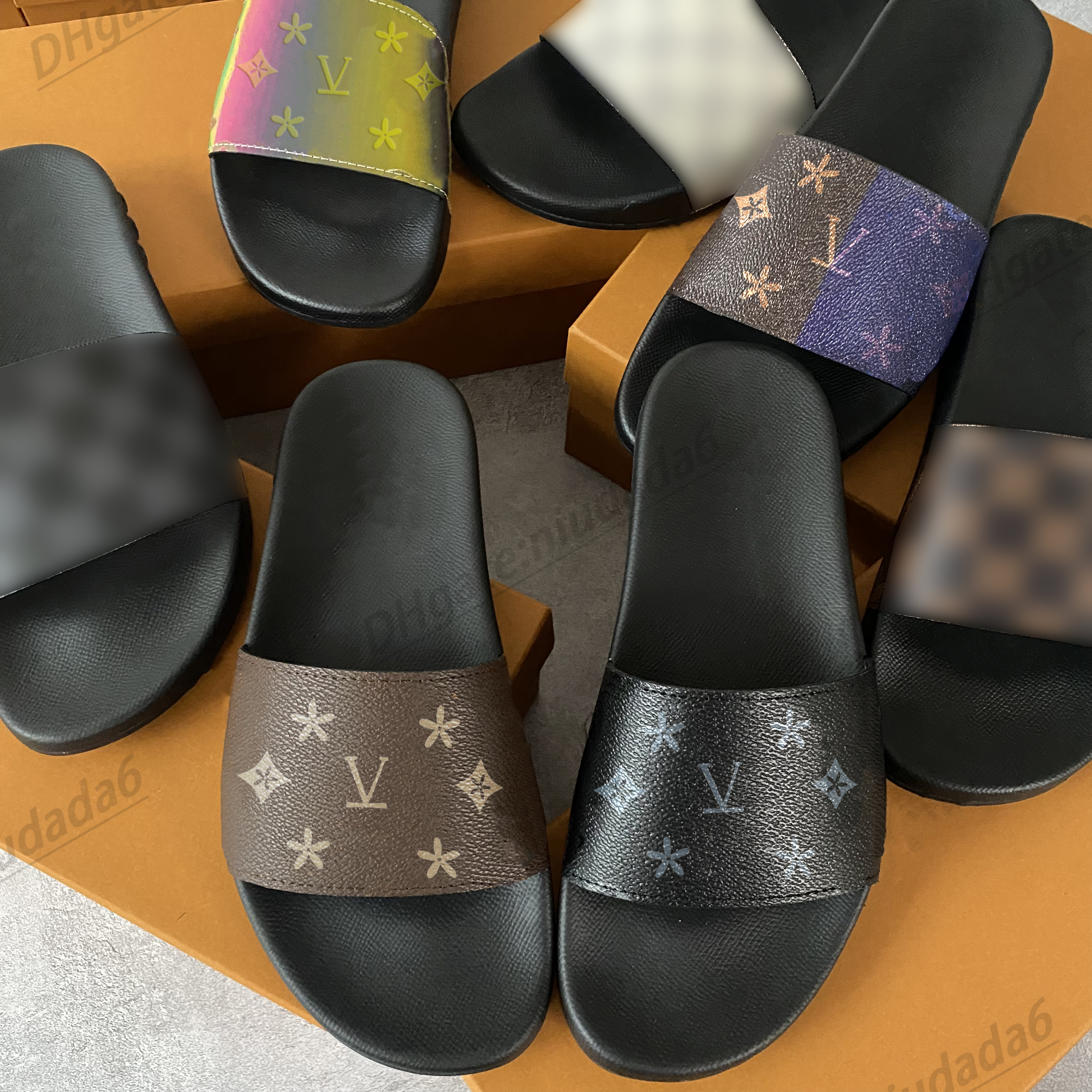 

luxury designer slide slipper for women men Waterfront thick platform Mule Rubber outsole waterproof Macassar lady shoe, #5-damier azur