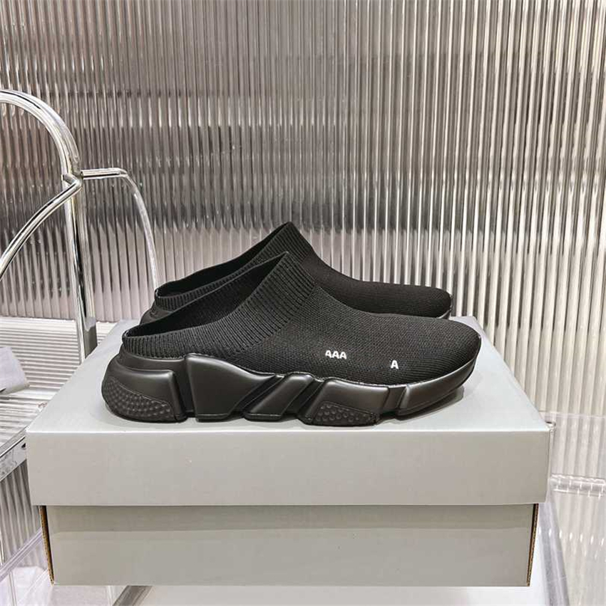 

Fashion Slippers 2023 Balencaigaity Summer men's and women's flats Thick soled leather rubber letter logo Casual Socks Slippers 04-02