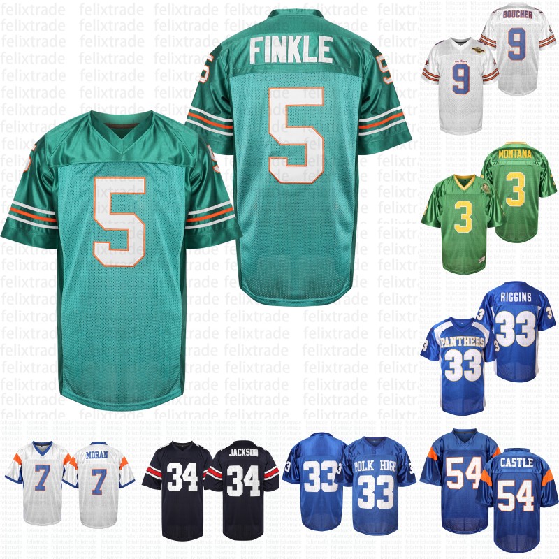 

7 Alex MORAN 54 Thad CASTLE The Blue Tim Riggins 3 Joe Montana 1977 Football Jersey Mens Bobby Boucher #5 Ray Finkle 34 Jackson Movie Jersey Jerseys, Orange 9 bobby boucher