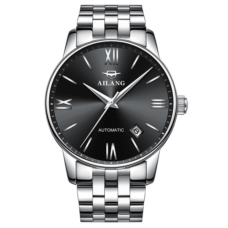 

Wristwatches AILANG Business Men's 30M Deep Waterproof Stainless Steel Strap Luminous Automatic Mechanical Day Of The Week Display Watch, 01