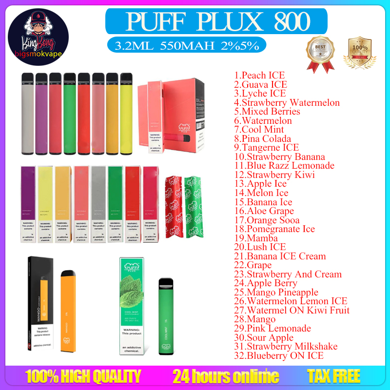

Highest Quality PUFF PLUS 800 Puffs E Cigarette Disposable Vape Device Pod Pen Cartridge 650mAh Battery