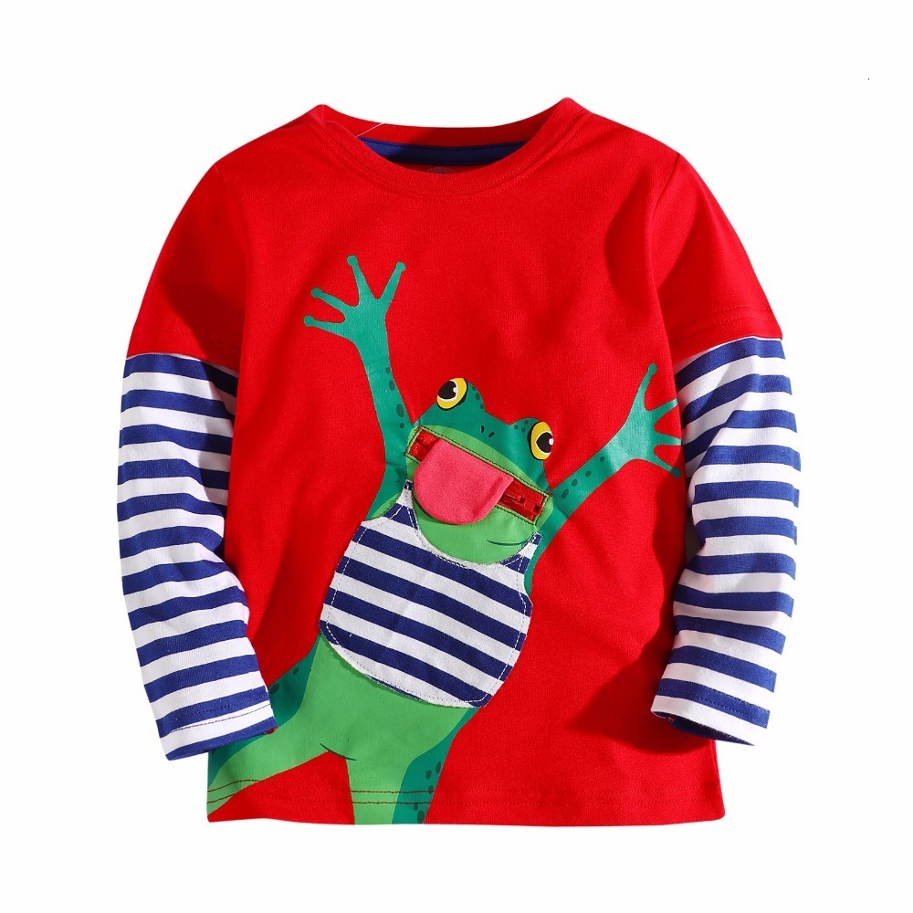 

T-shirts 3-12 Years Boy T shirts Long Sleeve Frog Applique Cartoon Selling Baby Striped Brand Fashion Boy T shirt Boys Tops Tees 230410, T175002 oliver