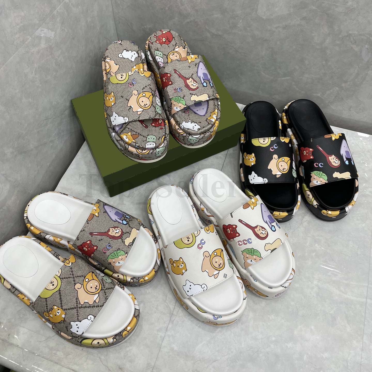 

Women Animal Print Rubber Slide Sandal Designer Slipper Platform Sandals Printing Luxury Ladies Flip Flops Shoes With Box