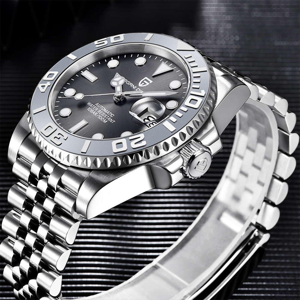 

Wristwatches PAGANI DESIGN Men Mechanical Sports Waterproof Watch for Sapphire Glass Automatic Relogio Masculino 230410, Jubilee white blue