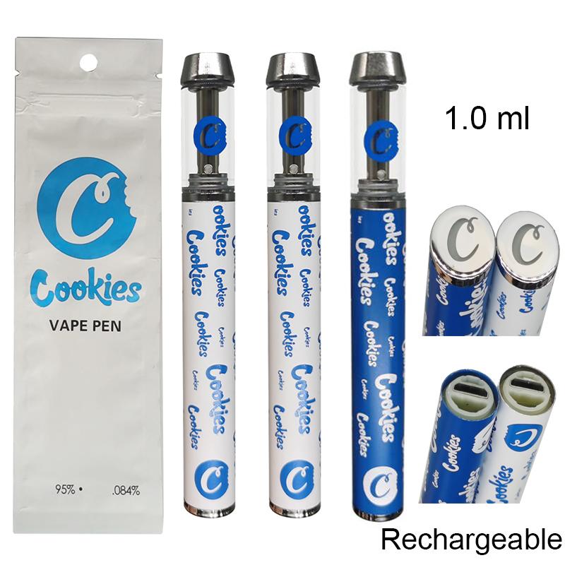 

Rechargeable Cookies 1.0ml Disposable Vape Pen Empty Ceramic Coil Atomizer Screw in Round Tips 400mah Battery Thick Oil O Pen ecigs Vaporizers