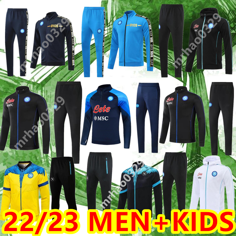 

22 23 Napoli TrackSuit soccer jersey football kit 2022 2023 jacket SSC Naples D10S Hommes training suit wear Formation tuta Chandal Squitude Jogging, Image