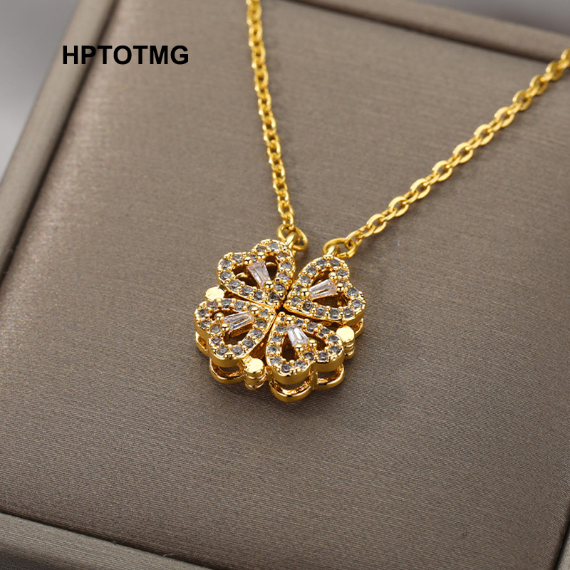 

Chokers Vintage Lucky Four Leaf Clover Necklaces for Women Goth Love Heart Pendant Choker Chain Necklace Stainless Steel Jewelry Gift 230410