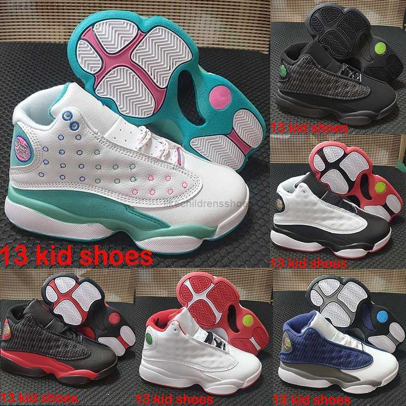 

jumpman 13s 13 Kids Basketball Shoes Flu Game Black Deadly Pink Gym Red Athletic Sneakers Kid shoe, Box