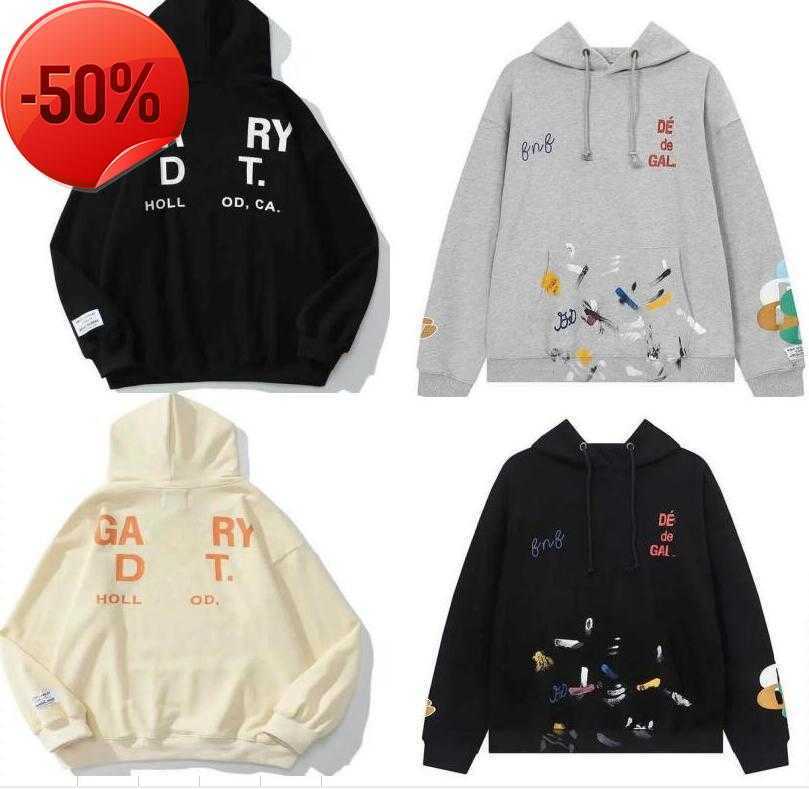 

Hoodies Sweatshirts Graffiti Gray Hoodie Designer Galleryes Depts Gary Painted Used Letters Printed Loose Casual Fashion Men HoodyS to 2XL Size