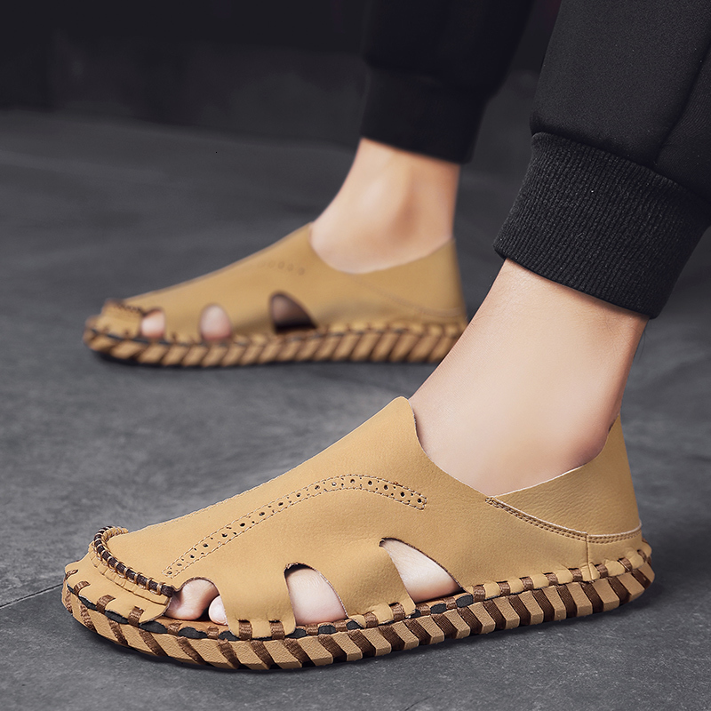 

Sandals CYYTL Men's Casual In Summer Fashion Slippers Male Beach Shoes Outdoor Hiking Leather Loafers Designers Luxury Flat 230410, Black 9926