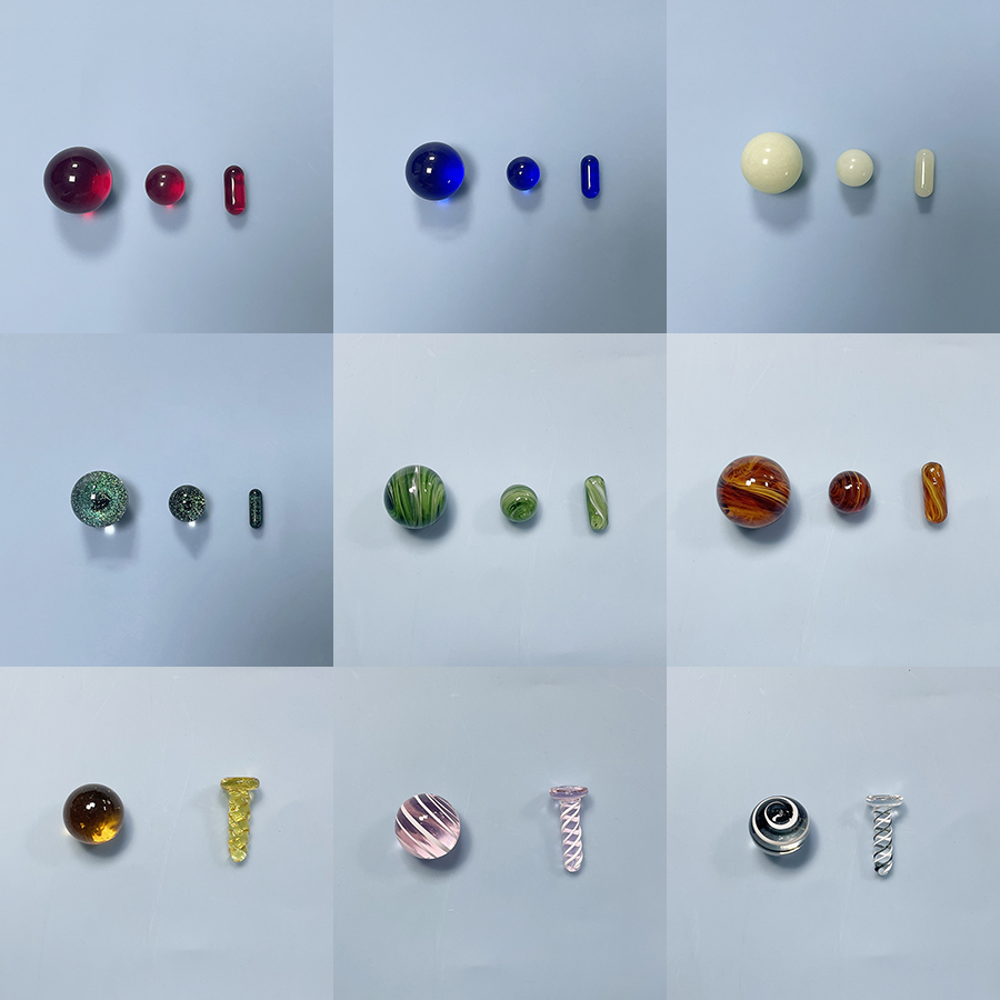 

20mm Glass Marble Pearls Beads Ruby Ball Carb Cap Spinning Pill Terp Slurper Accessory Set For Full Weld Beveled Edge Quartz Banger Smoking Pipe Nail