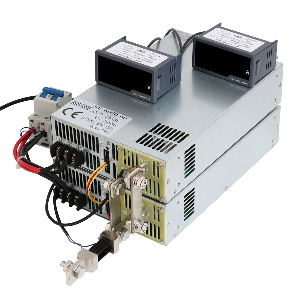 HONGPOE 6000W 100A 60V power supply 60V 0-60v Adjustable power AC-DC High-Power PSU 0-5V analog signal control SE-6000-60 110VAC/220VAC Input-image-1109161383