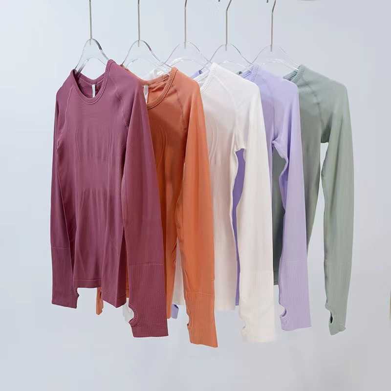 

Yoga Outfit Lulu1.0 Knitting Long Sleeve Gym Sport Top Fitness Yoga Shirt Elasticity Crew Neck Quick Dry Breathable Workout Running T-shirts lululemens, 1pcs random color