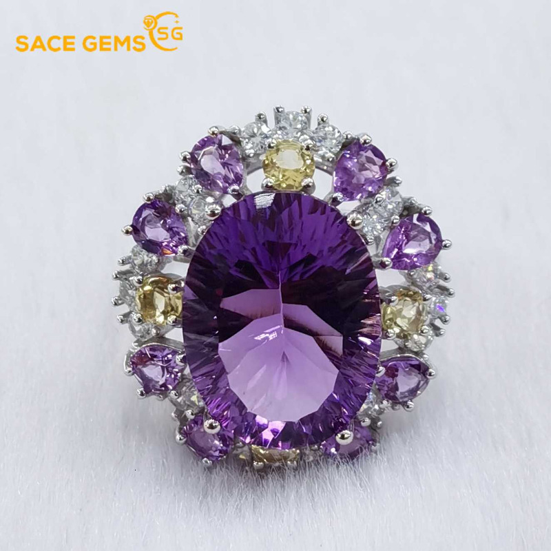 

Solitaire Ring SACE GEMS Fashion Resizable 11 15MM Natual Amethyst Rings for Women 925Sterling Silver Wedding Party Fine Jewelry Festival Gift 230410
