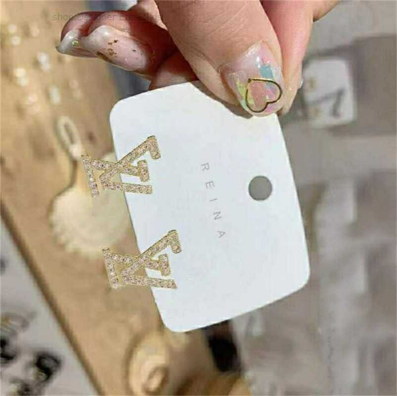 

Stud Fashion 18k Gold Plated Designer Ear Earrings Brand Designers Geometry Letters Crystal Rhinestone Earring Wedding Party Jewerlry Er0318-er0319 F6OD