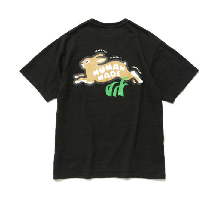 

2023 Summer Human Made Cartoon Rabbit Print Bamboo Cotton Short Sleeve T-shirt Loose Men's and Women's Couple Fashion