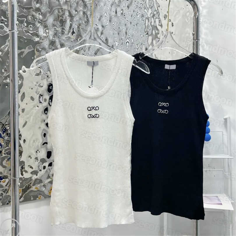 

2023 New Women' High quality tshirt Shirt Women Knits Top Embroidery Vest Sleeveless Breathable Knitted Pullover Womens Sport Tops, White