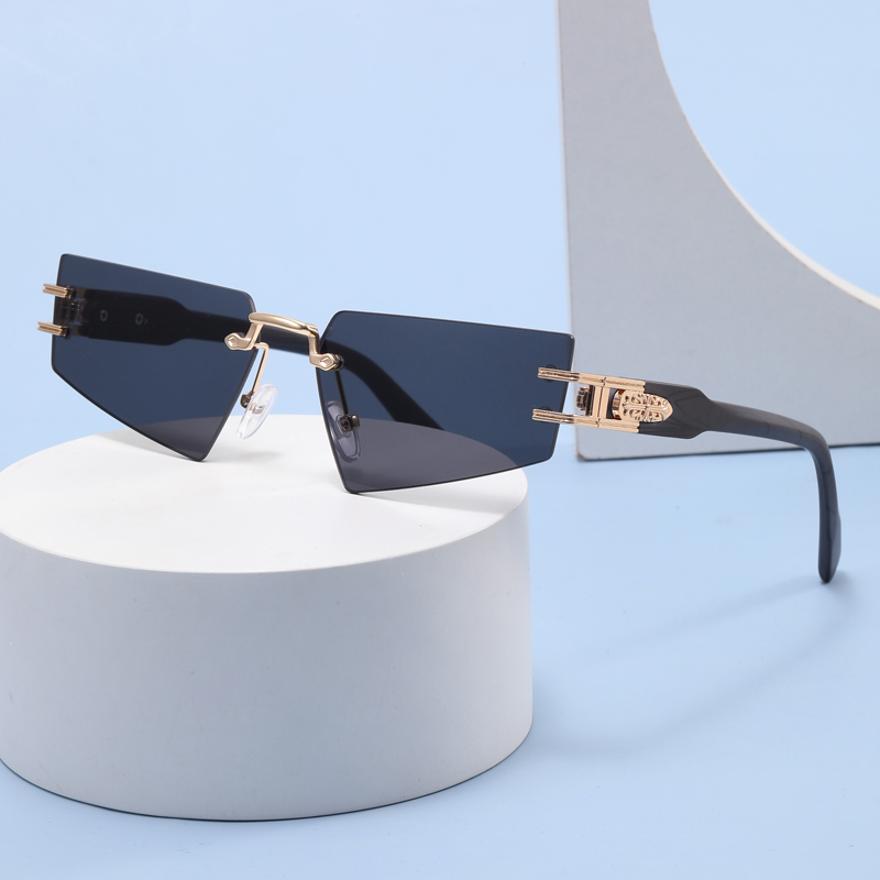 

Personalized smith eyewear European and American style wood grain leg sunglasses export wholesale glasses 23 years new frameless gray sun glasses Top quality