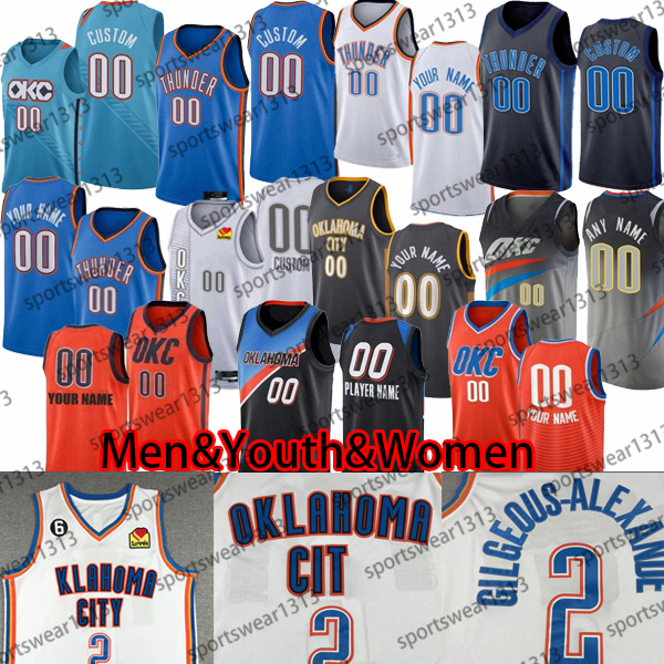 

Men Women Youth Custom Basketball Jersey 2 Shai Gilgeous-Alexander Jared Butler14 Ousmane Dieng13 Luguentz Dort5 Josh Giddey3 Jersey, White