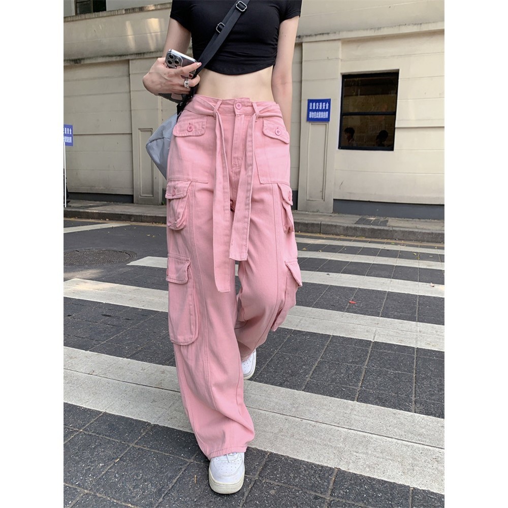 

Women  Pants  Y2K Pockets Cargo Women Straight Full Length Harajuku Vintage 90S Aesthetic Trousers Wide Leg Baggy 2023 230410, Gray
