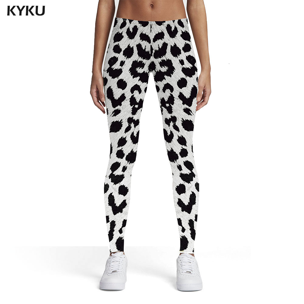 

Women's Leggings KYKU Leopard Leggings Women Black And White Trousers Harajuku Printed pants Street Elastic Womens Leggings Pants Casual 230410, Nwk-zl-11012