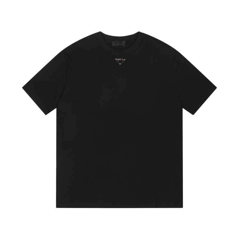 

2023 New designer womens t shirt high-end Shirt 2023 Summer High Street Neckline Triangle Iron Round Neck Casual Sleeve Unisex, Black