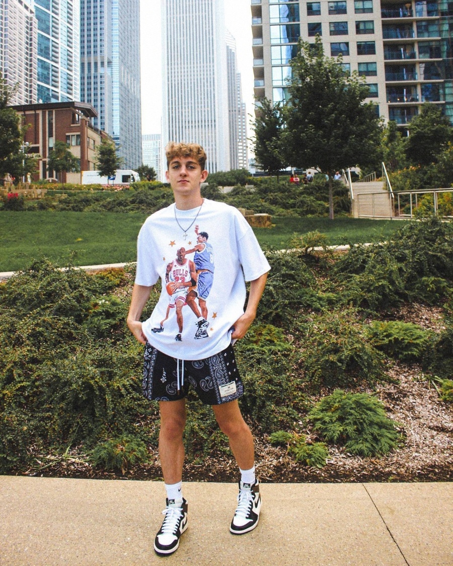 

new Fashionable American Style High Street Cashew Flower Sports Casual Shorts Unisex Summer Loose Quick-drying Pants a19S#, White