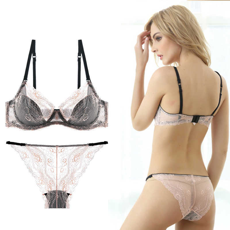 

Bras Sets Feminine Lace Ultra-Thin Bra Panties Set Soft Texture Big Breasts Small Rims Lingerie Women Large Size Cotton-Free Underwear AA230410, Green