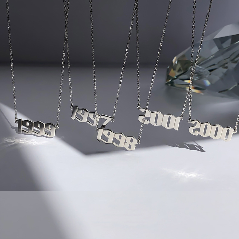 

Chokers Stainless Steel 1980 Birth Year Necklaces for Women Men Choker Date Number Pendant Necklace Jewelry Commemorat Gift 230410