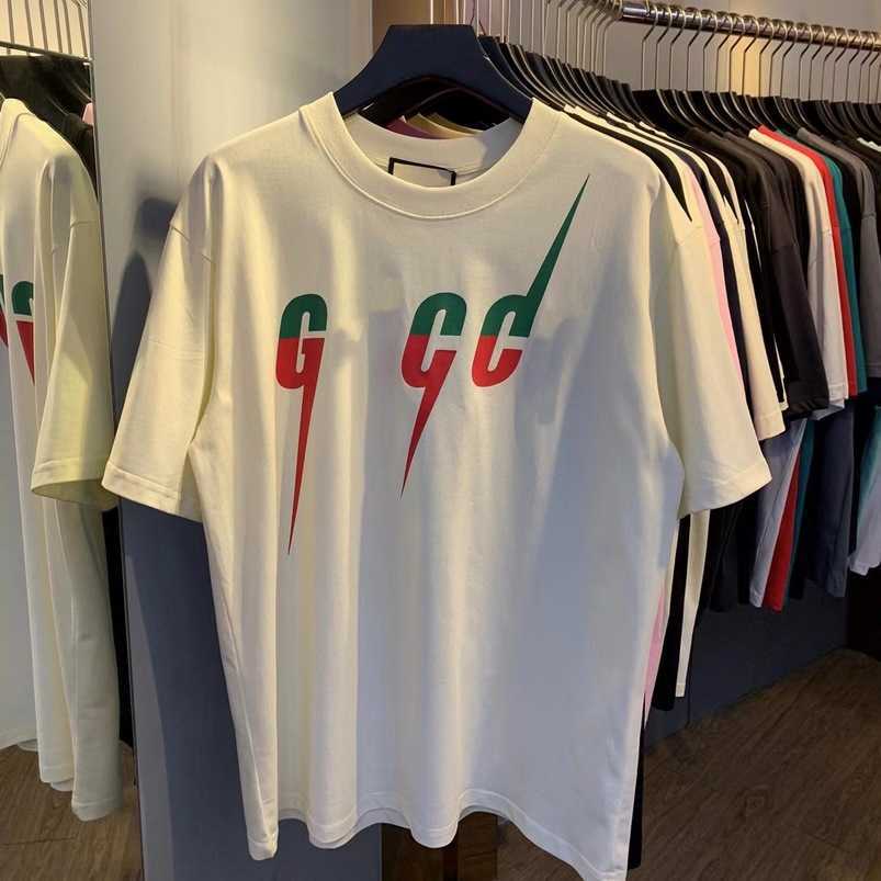 

Womens Designer t shirt Shirt High version summer sleeve T-shirt personality English loose casual top, Rice white