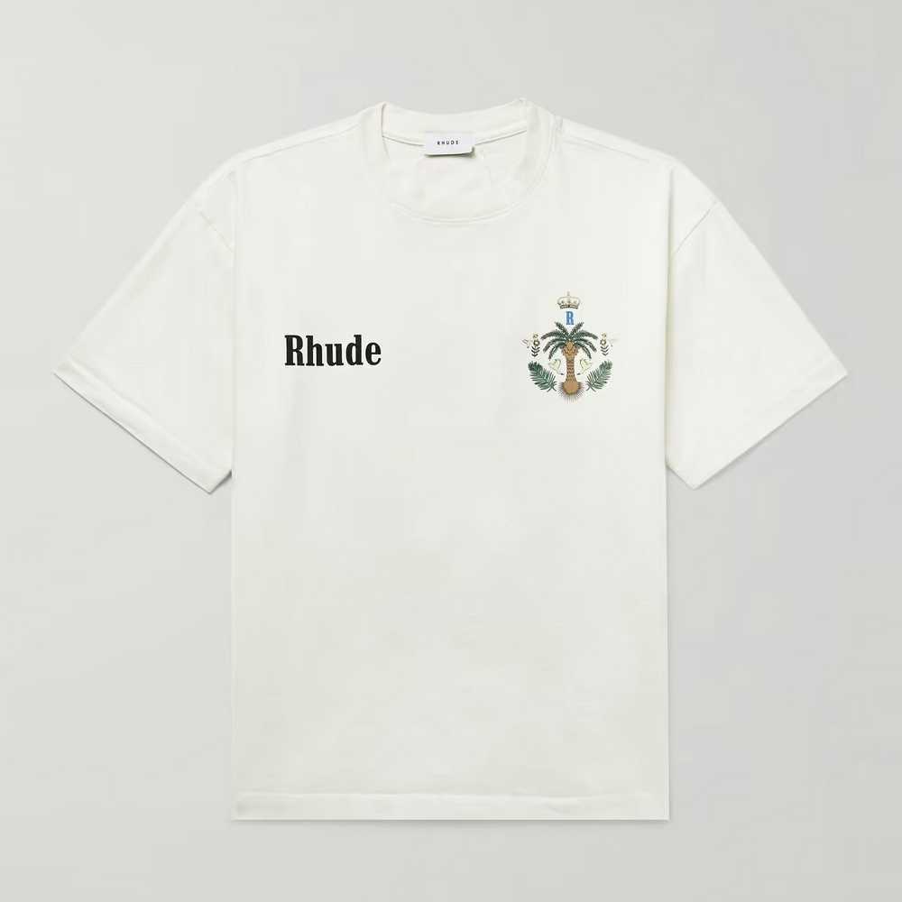 

23ss Coconut Tree Letter Print Rhude t Shirt Men Women Cotton Top Tees Fashion Summer Vintage Short Sleeve T-shirt Hpzr, White