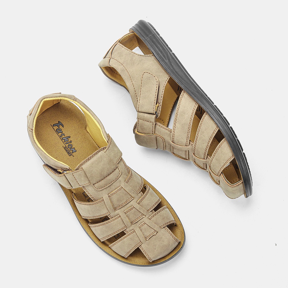 

Sandals Leather Men Sandals Casual Beach Comfortable Sandals Summer Shoes #S2065 230410, 206 black
