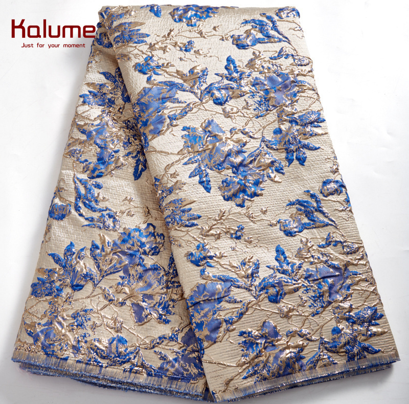 

Fabric Kalume African Tulle Lace Fabrics 5 Yards Nigerian Gild Jacquard Brocade Lace High Quality For Party Wedding Cloth F2623 230410